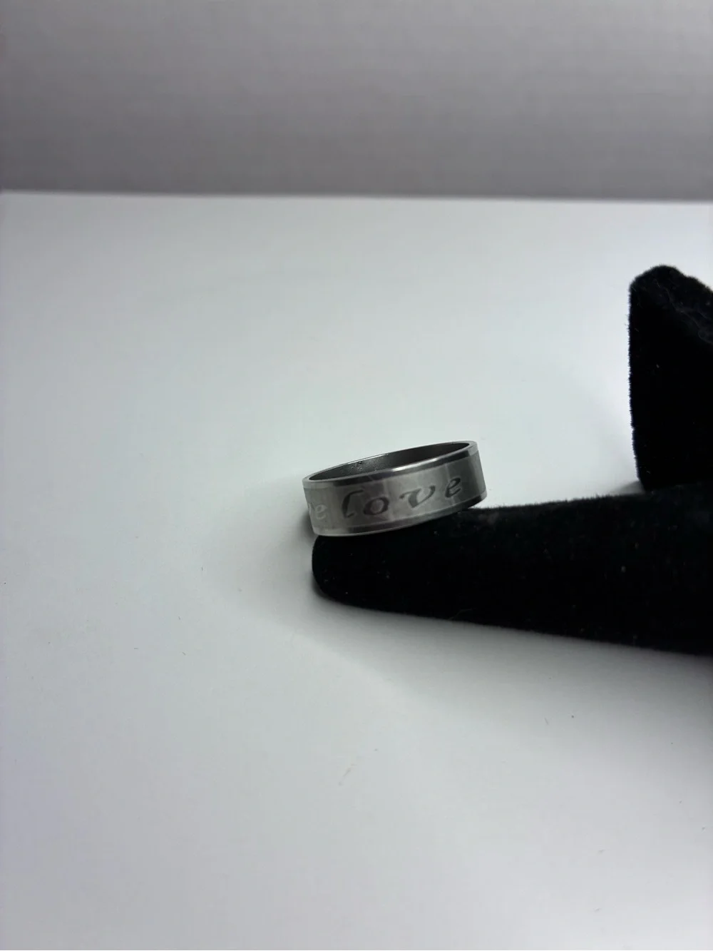 Men's Stainless Steel Silver Colored Band Promise Ring Says 